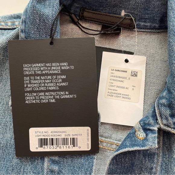Alexander Wang x Denim Daze Oversized Unisex Faded Jacket in Light Indigo Aged - Picture 11 of 16